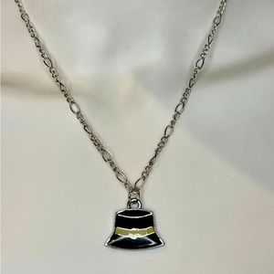 Coach Black Enamel Hat Pendant .925 Sterling Silver Necklace